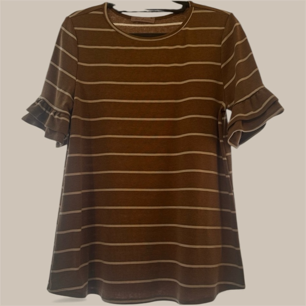 Ces Femme | Stripe Ruffle Sleeve Tee